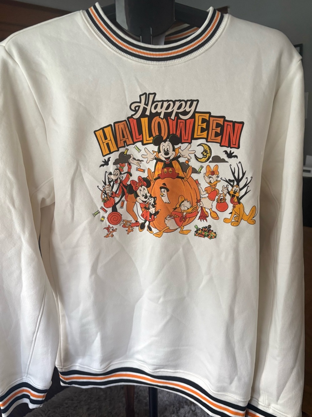Disney Happy Halloween Mickey Mouse & Friends Pumpkin Sweatshirt Size S